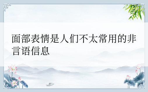 面部表情是人们不太常用的非言语信息