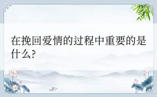 在挽回爱情的过程中重要的是什么?